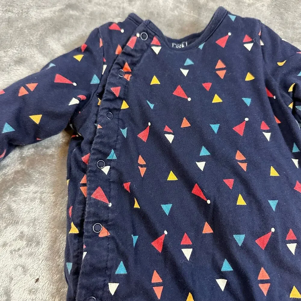 Baby Gap Blue Triangle Bunting Snowsuit Padded Sleeper PJs Footie 3-6 Months